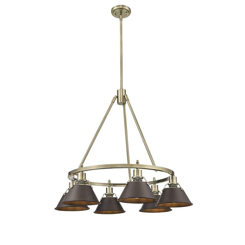 Image 3 Orwell 29" Wide 6-Light Chandelier in Aged Brass with Rubbed Bronze more views