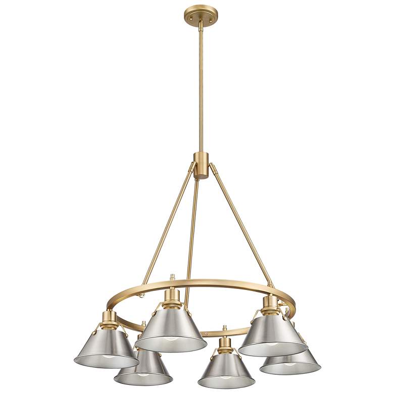 Image 1 Orwell 29" Wide 6-Light Chandelier in Brushed Champagne Bronze with Pe