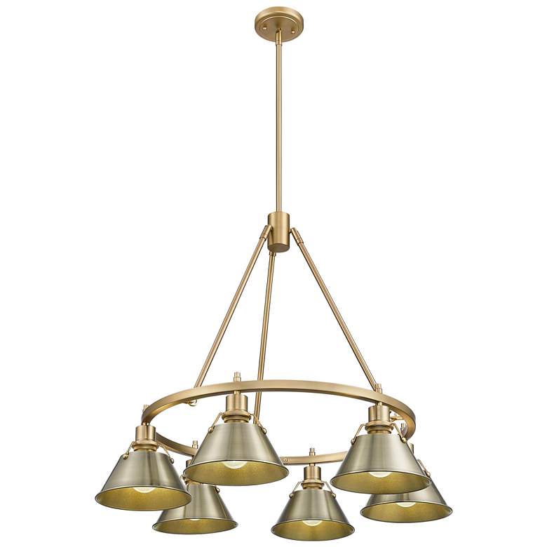 Image 1 Orwell 29" Wide 6-Light Chandelier in Champagne Bronze with Aged Brass