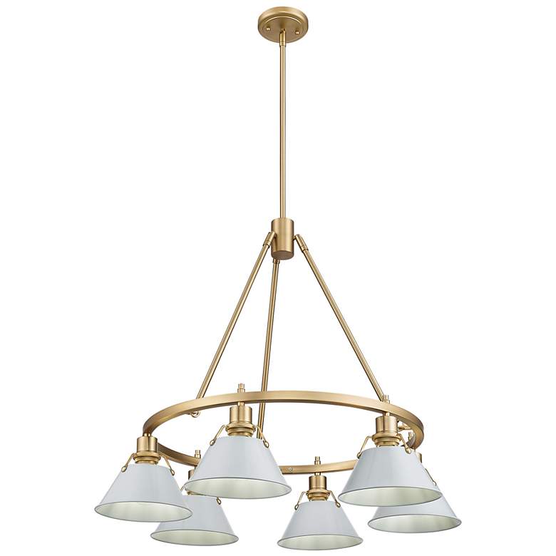 Image 1 Orwell 29" Wide 6-Light Chandelier in Champagne Bronze with Dusky Blue