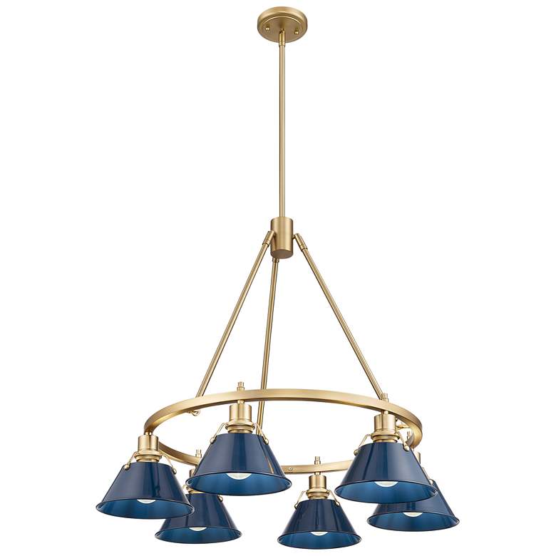 Image 1 Orwell 29" Wide 6-Light Chandelier in Champagne Bronze with Matte Navy