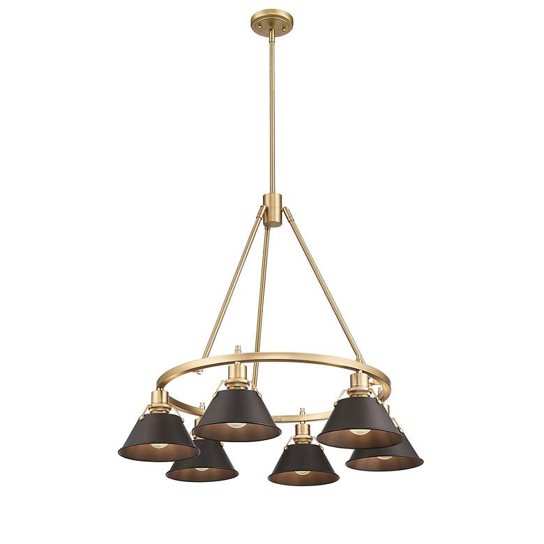 Image 2 Orwell 29" Wide 6-Light Chandelier in Champagne Bronze with Rubbed Bro more views