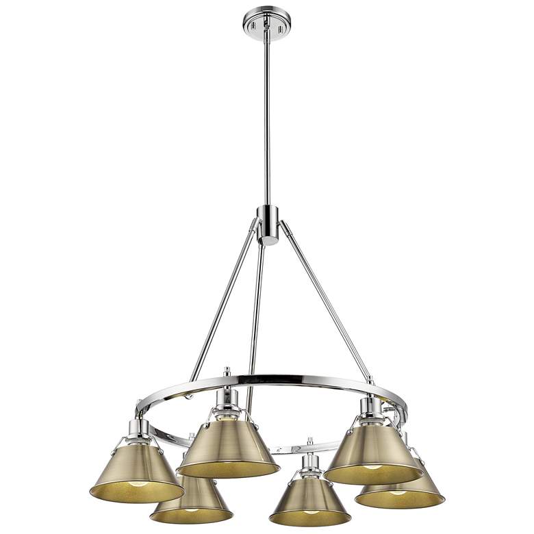 Image 1 Orwell 29" Wide 6-Light Chandelier in Chrome with Aged Brass