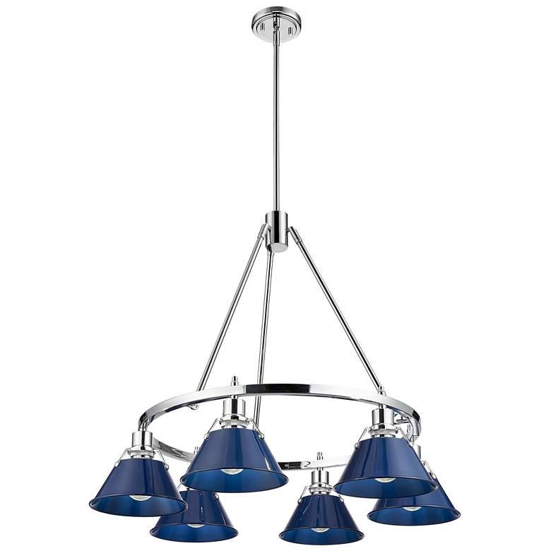 Image 1 Orwell 29" Wide 6-Light Chandelier in Chrome with Matte Navy