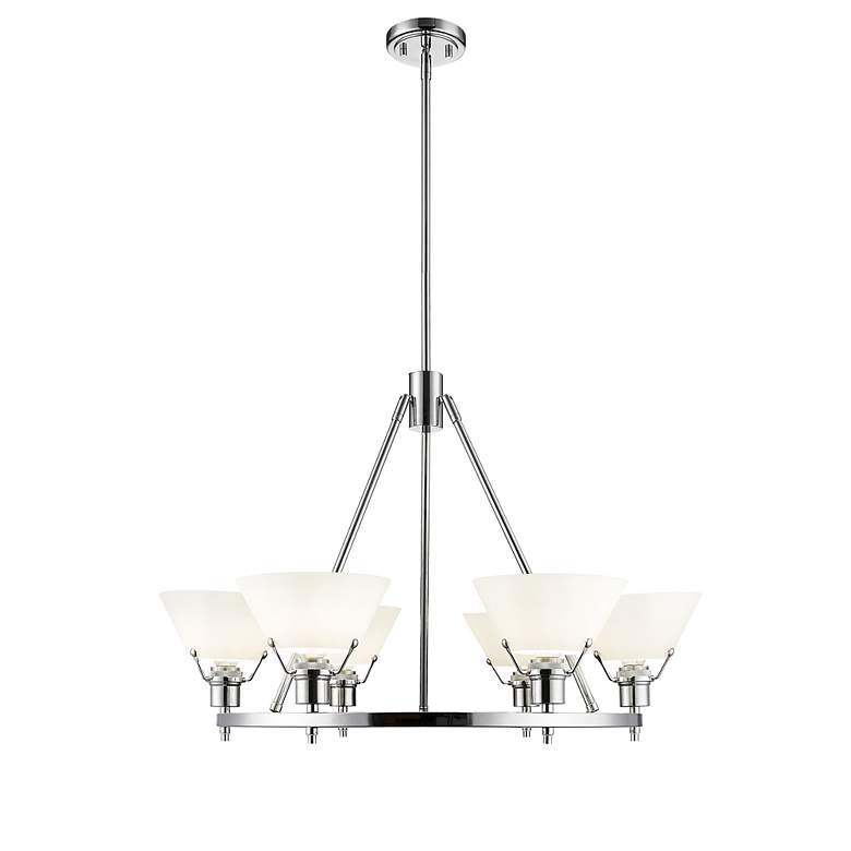 Image 4 Orwell 29" Wide 6-Light Chandelier in Chrome with Opal Glass more views