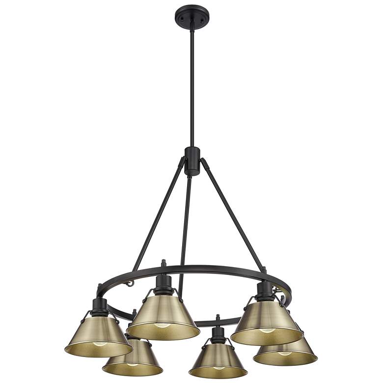 Image 1 Orwell 29" Wide 6-Light Chandelier in Matte Black with Aged Brass