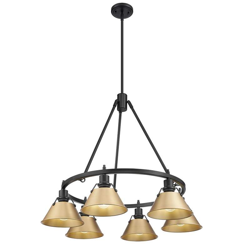 Image 1 Orwell 29" Wide 6-Light Chandelier in Matte Black with Champagne Bronz