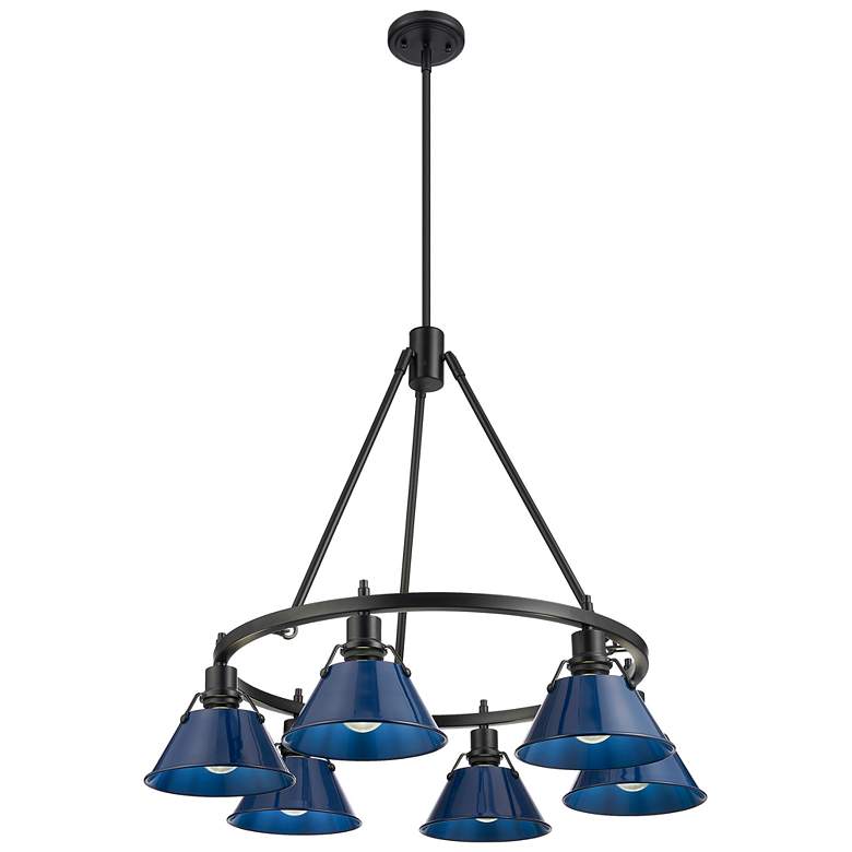 Image 1 Orwell 29" Wide 6-Light Chandelier in Matte Black with Matte Navy
