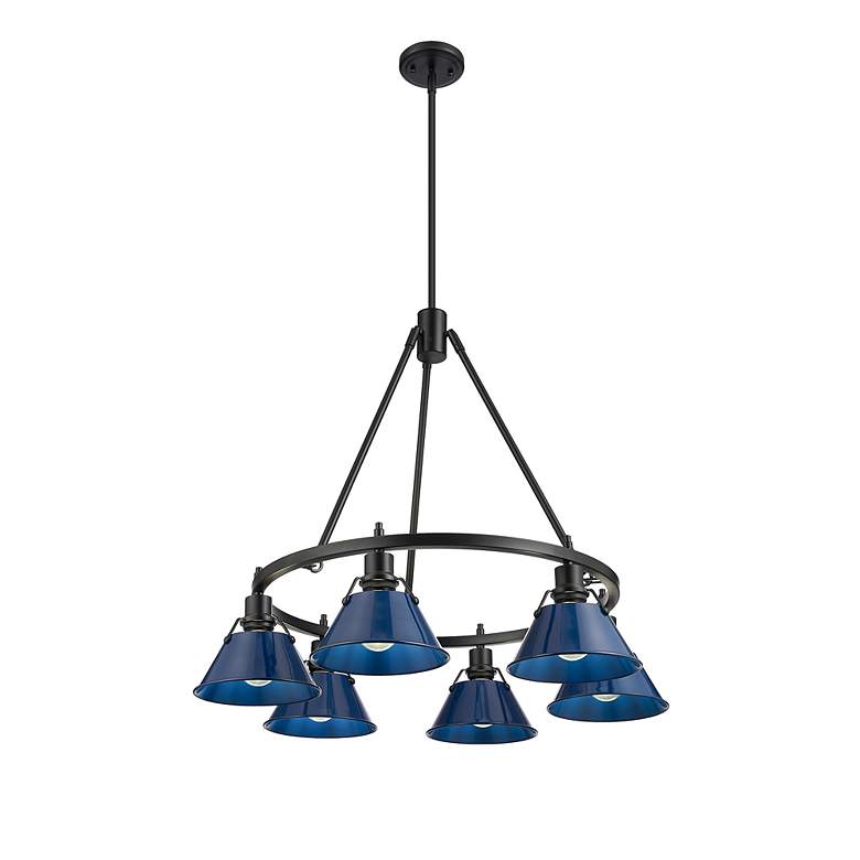 Image 2 Orwell 29" Wide 6-Light Chandelier in Matte Black with Matte Navy more views