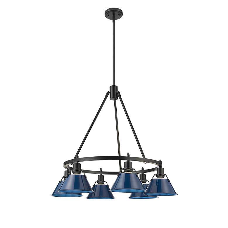 Image 3 Orwell 29" Wide 6-Light Chandelier in Matte Black with Matte Navy more views