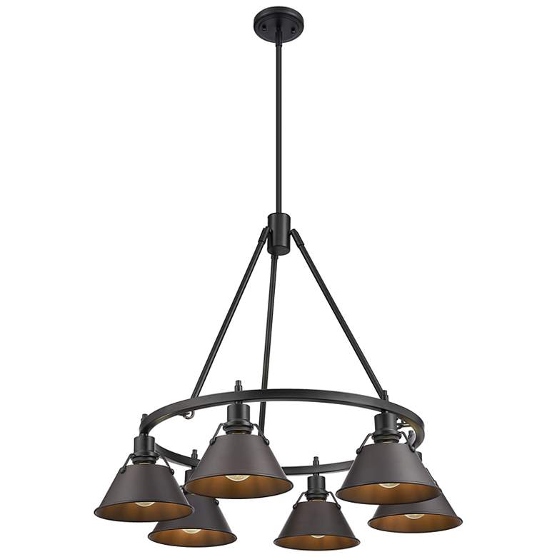 Image 1 Orwell 29" Wide 6-Light Chandelier in Matte Black with Rubbed Bronze