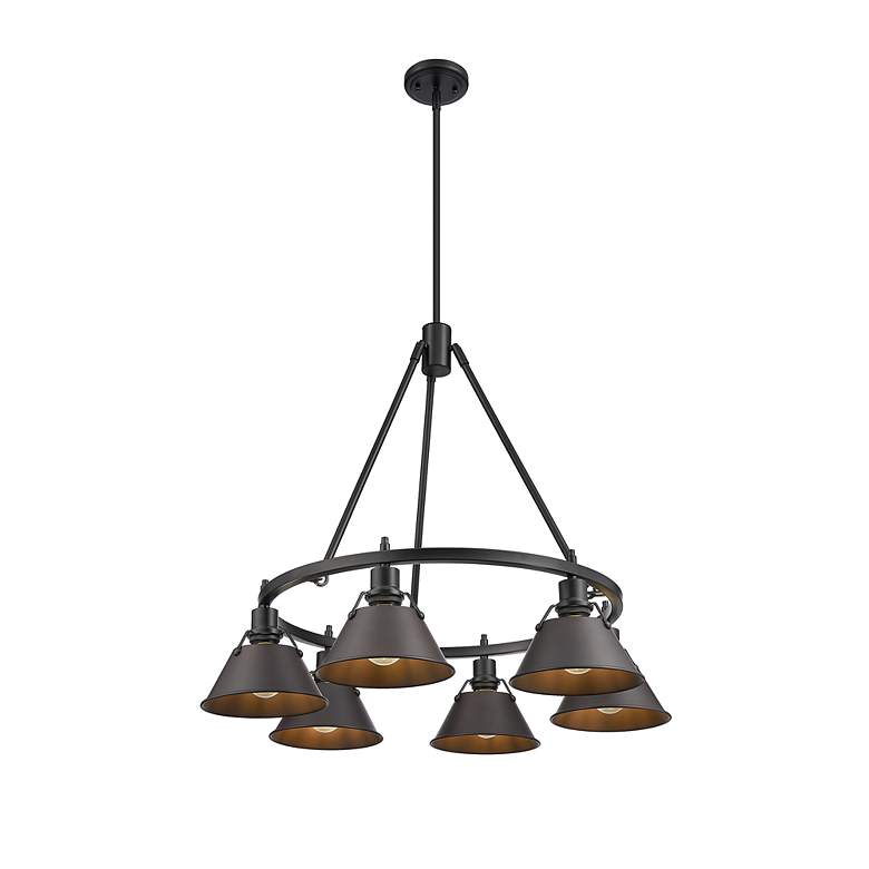 Image 2 Orwell 29" Wide 6-Light Chandelier in Matte Black with Rubbed Bronze more views