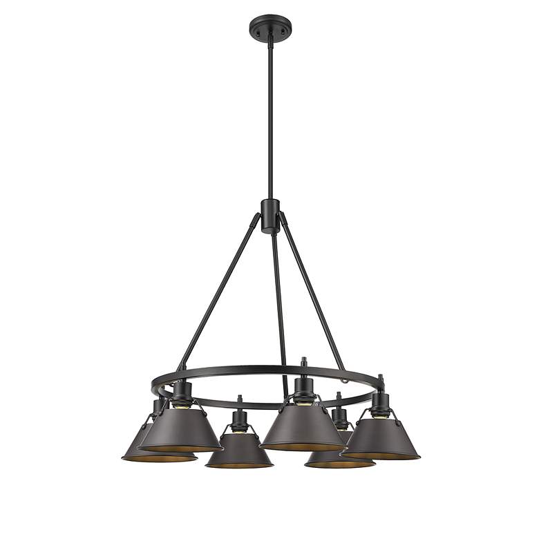 Image 3 Orwell 29" Wide 6-Light Chandelier in Matte Black with Rubbed Bronze more views