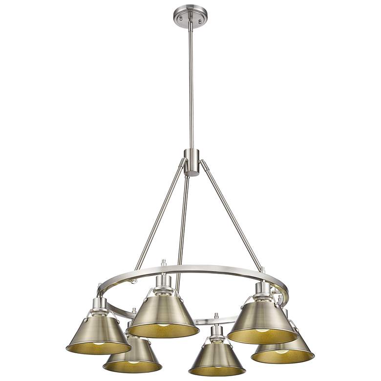 Image 1 Orwell 29" Wide 6-Light Chandelier in Pewter with Aged Brass
