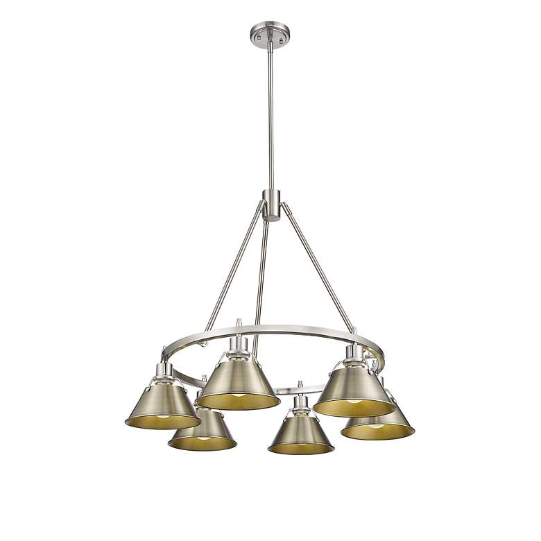 Image 2 Orwell 29" Wide 6-Light Chandelier in Pewter with Aged Brass more views