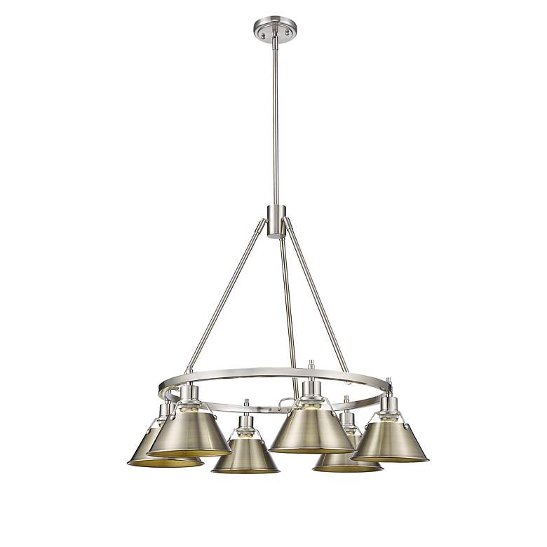 Image 3 Orwell 29" Wide 6-Light Chandelier in Pewter with Aged Brass more views