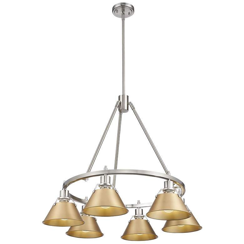 Image 1 Orwell 29" Wide 6-Light Chandelier in Pewter with Brushed Champagne Br