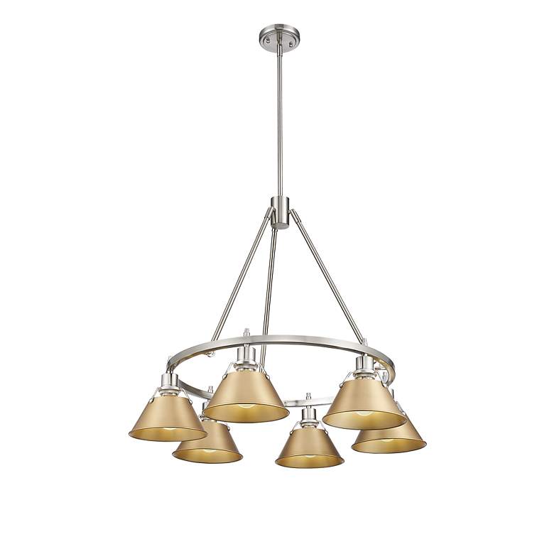 Image 2 Orwell 29" Wide 6-Light Chandelier in Pewter with Brushed Champagne Br more views