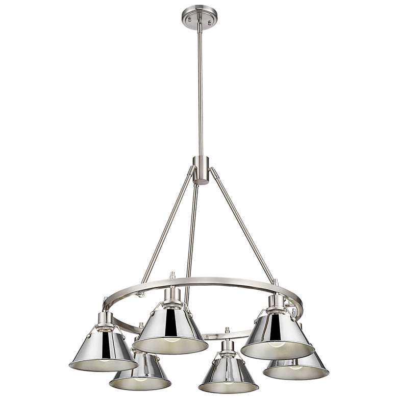 Image 1 Orwell 29" Wide 6-Light Chandelier in Pewter with Chrome