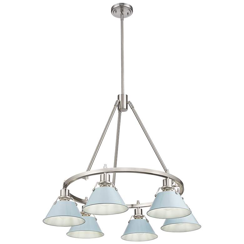 Image 1 Orwell 29" Wide 6-Light Chandelier in Pewter with Dusky Blue