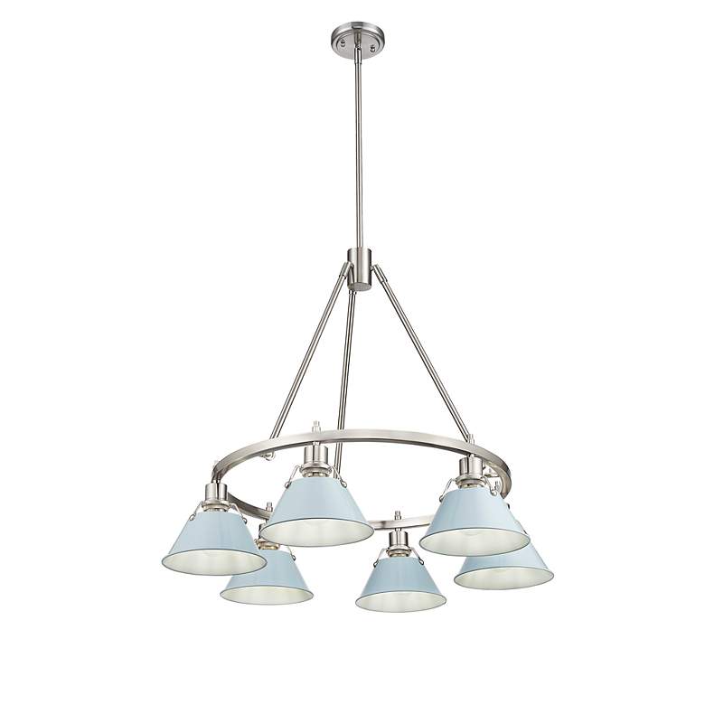 Image 2 Orwell 29" Wide 6-Light Chandelier in Pewter with Dusky Blue more views