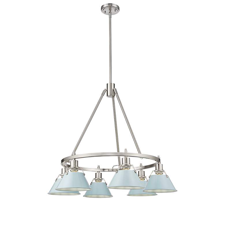 Image 3 Orwell 29" Wide 6-Light Chandelier in Pewter with Dusky Blue more views