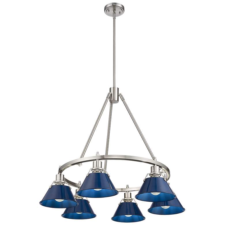 Image 1 Orwell 29" Wide 6-Light Chandelier in Pewter with Matte Navy