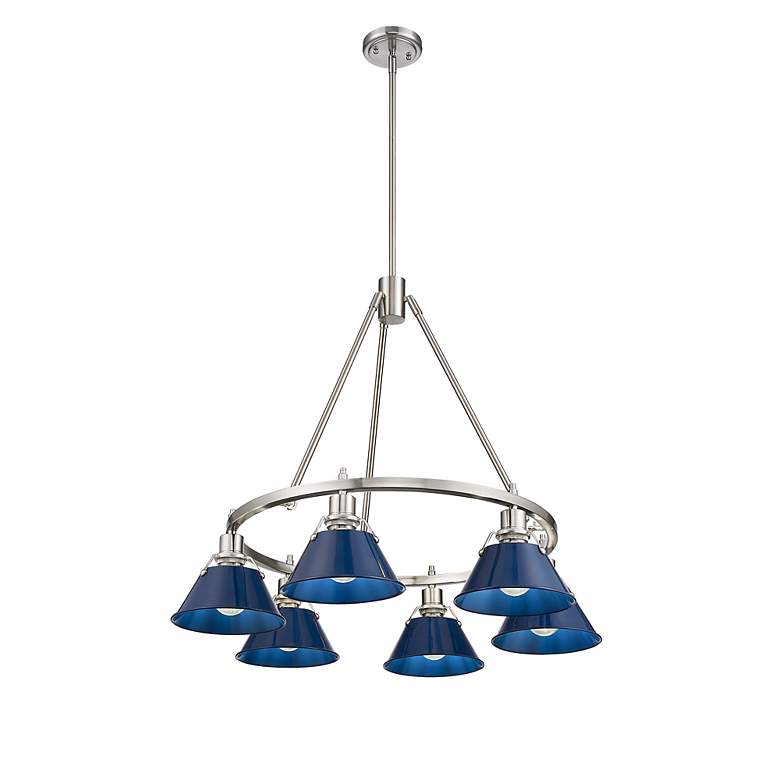 Image 2 Orwell 29" Wide 6-Light Chandelier in Pewter with Matte Navy more views