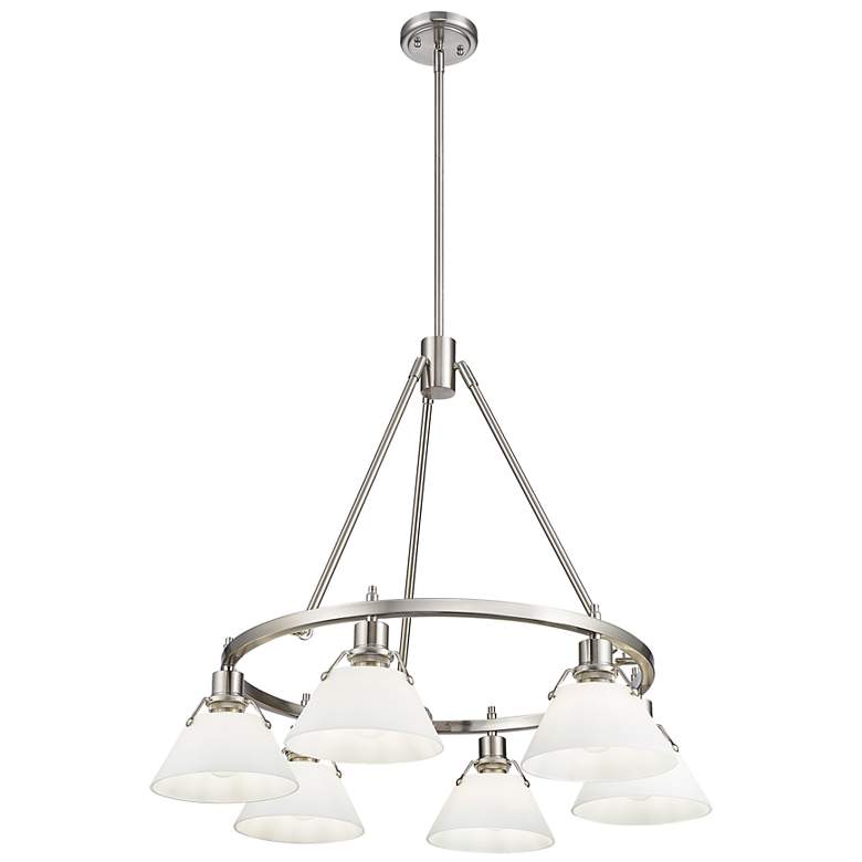 Image 1 Orwell 29" Wide 6-Light Chandelier in Pewter with Opal Glass