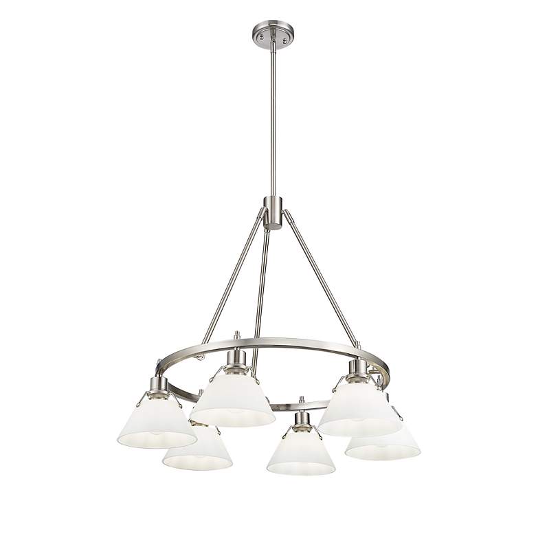 Image 2 Orwell 29" Wide 6-Light Chandelier in Pewter with Opal Glass more views