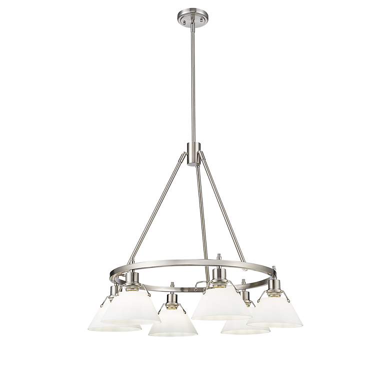Image 3 Orwell 29" Wide 6-Light Chandelier in Pewter with Opal Glass more views