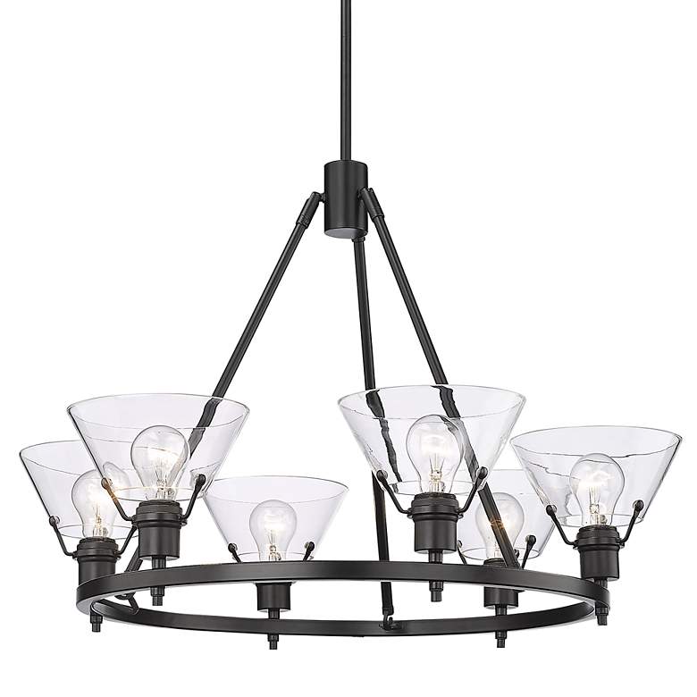Image 1 Orwell 29 inch Wide Matte Black 6-Light Chandelier With Clear Glass