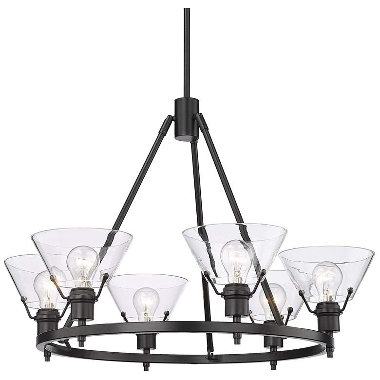 Image 1 Orwell 29 inch Wide Matte Black 6-Light Chandelier With Clear Glass