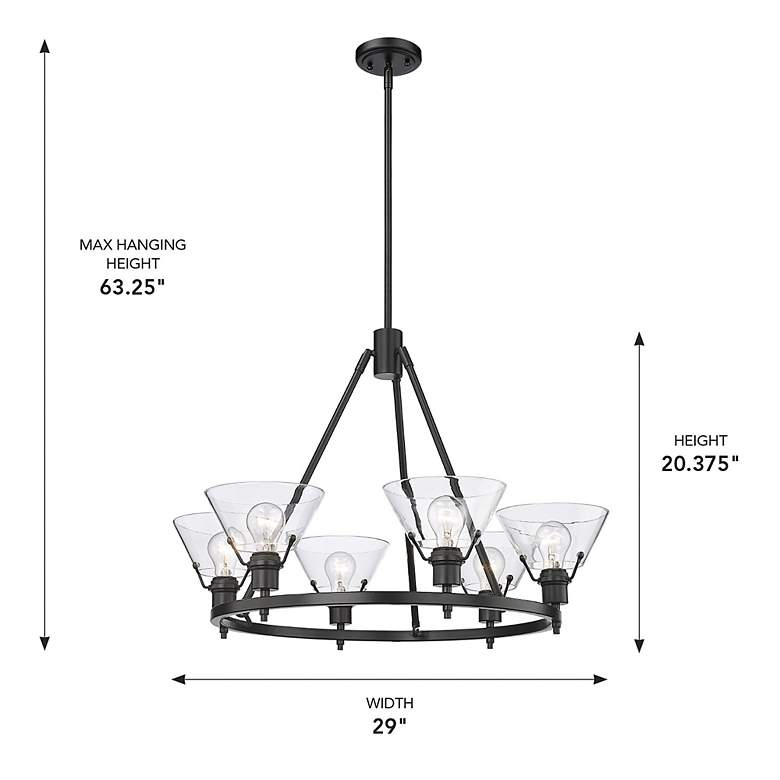Image 7 Orwell 29" Wide Matte Black 6-Light Chandelier With Clear Glass more views