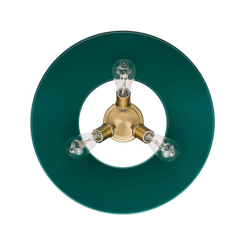 Image 5 Orwell 3-Light Flush Mount in Brushed Champagne Bronze with Pine Green more views