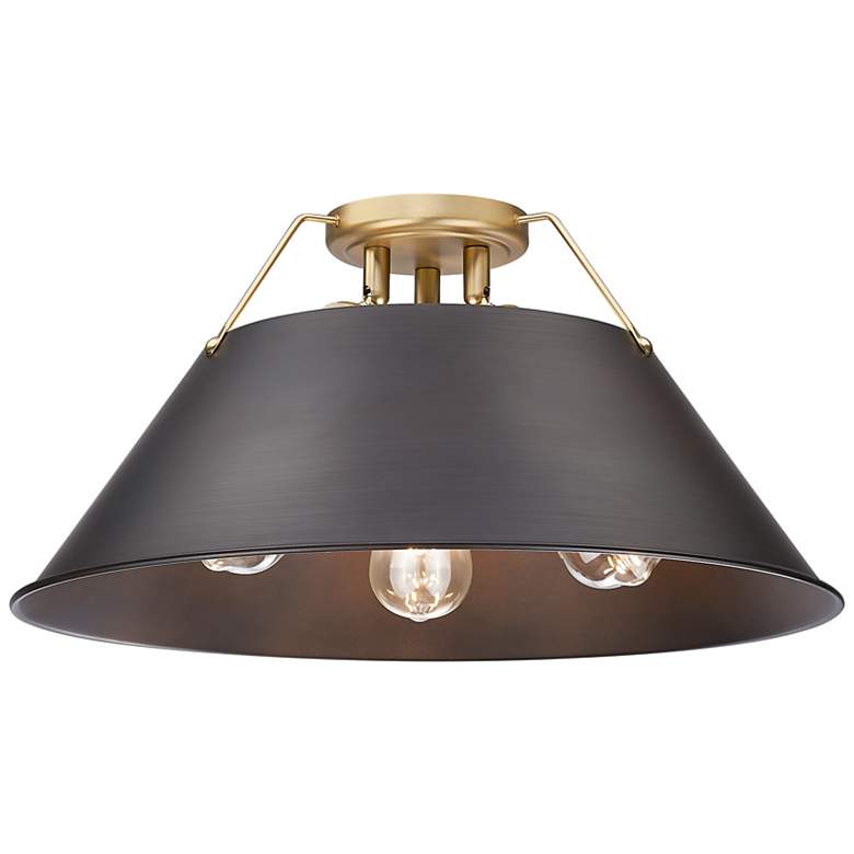 Image 1 Orwell 3-Light Flush Mount in Champagne Bronze with Rubbed Bronze