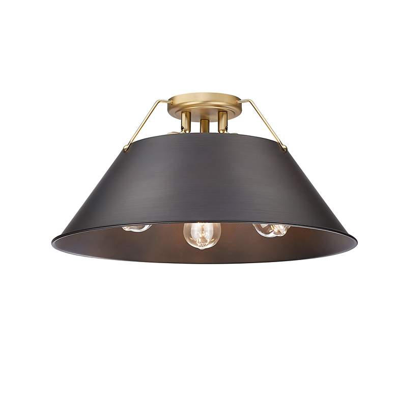 Image 2 Orwell 3-Light Flush Mount in Champagne Bronze with Rubbed Bronze more views