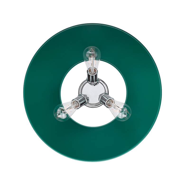 Image 2 Orwell 3-Light Flush Mount in Chrome with Pine Green more views