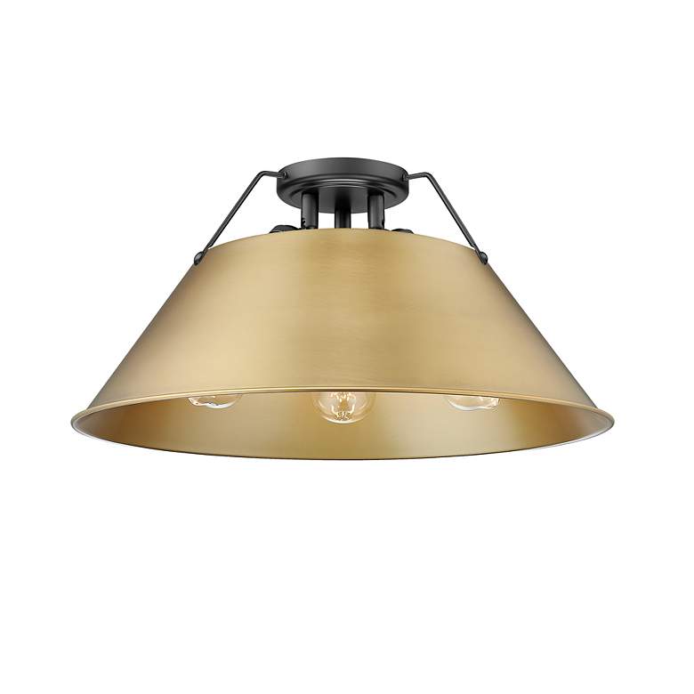 Image 2 Orwell 3-Light Flush Mount in Matte Black with Champagne Bronze more views