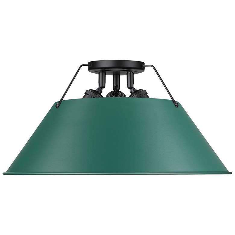 Image 1 Orwell 3-Light Flush Mount in Matte Black with Pine Green