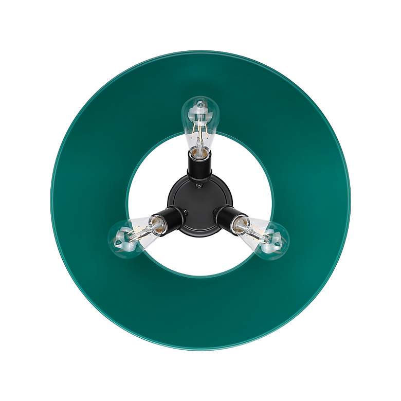 Image 2 Orwell 3-Light Flush Mount in Matte Black with Pine Green more views