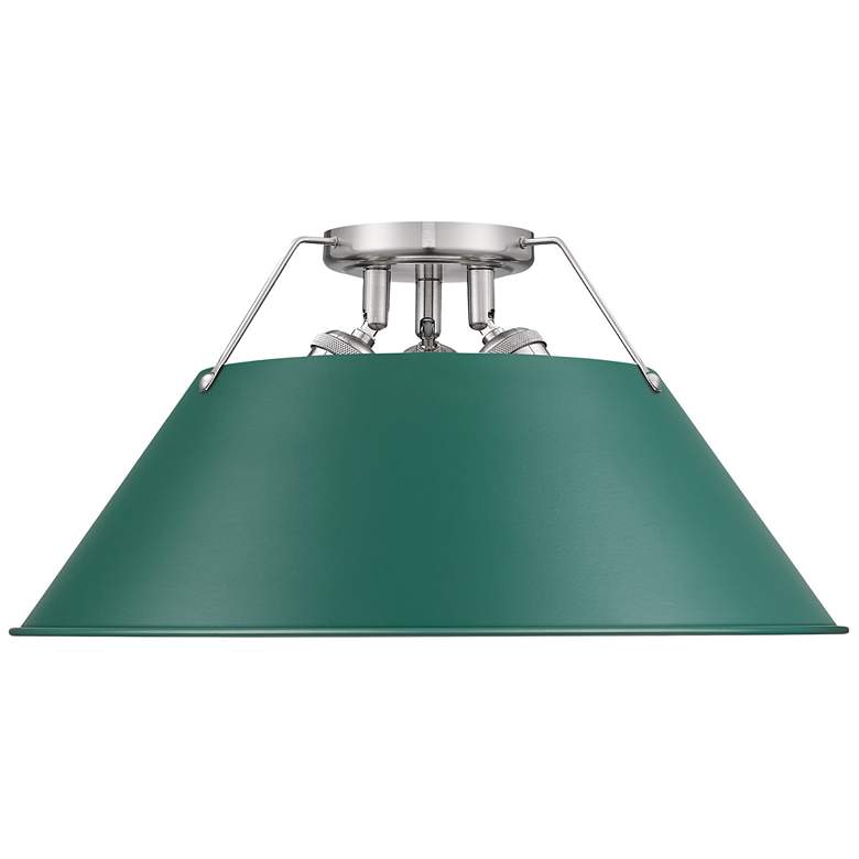 Image 1 Orwell 3-Light Flush Mount in Pewter with Pine Green