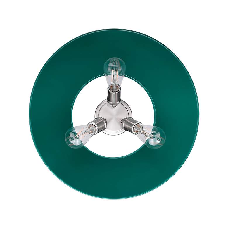 Image 2 Orwell 3-Light Flush Mount in Pewter with Pine Green more views
