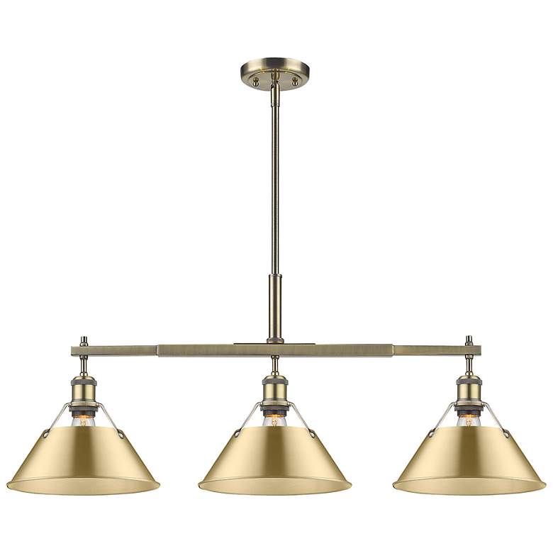 Image 1 Orwell 3-Light Linear Pendant in Aged Brass with Champagne Bronze