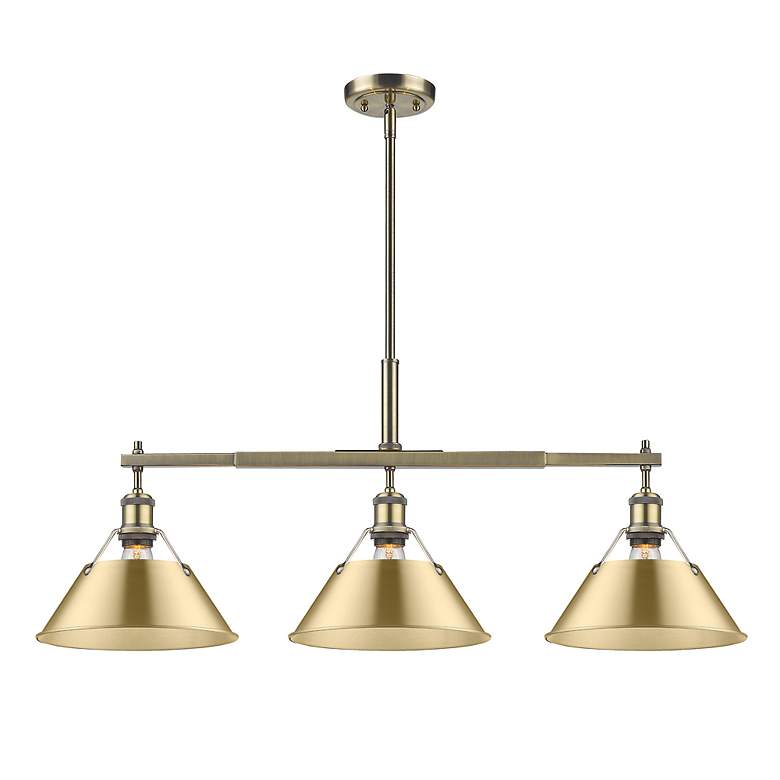 Image 2 Orwell 3-Light Linear Pendant in Aged Brass with Champagne Bronze more views