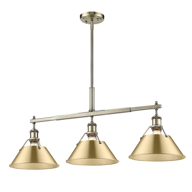 Image 3 Orwell 3-Light Linear Pendant in Aged Brass with Champagne Bronze more views