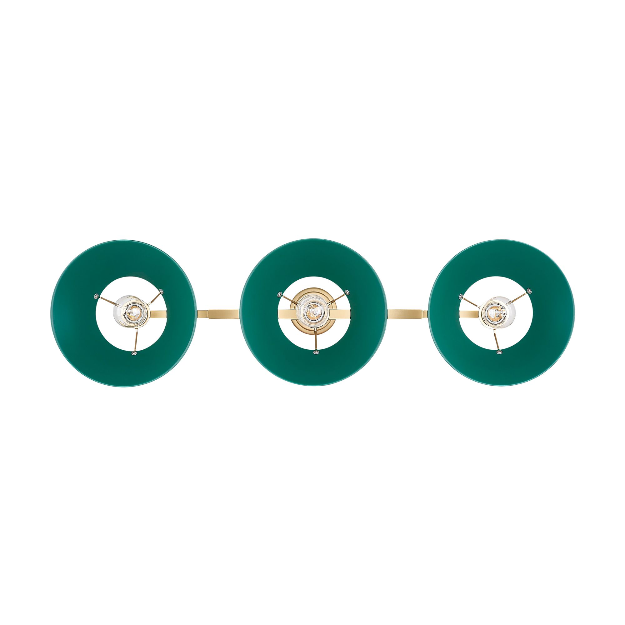 Image 4 Orwell 3-Light Linear Pendant in Brushed Champagne Bronze with Pine Green more views