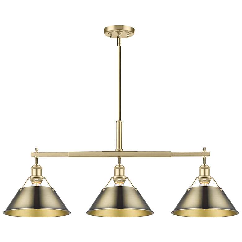 Image 2 Orwell 3-Light Linear Pendant in Champagne Bronze with Aged Brass more views