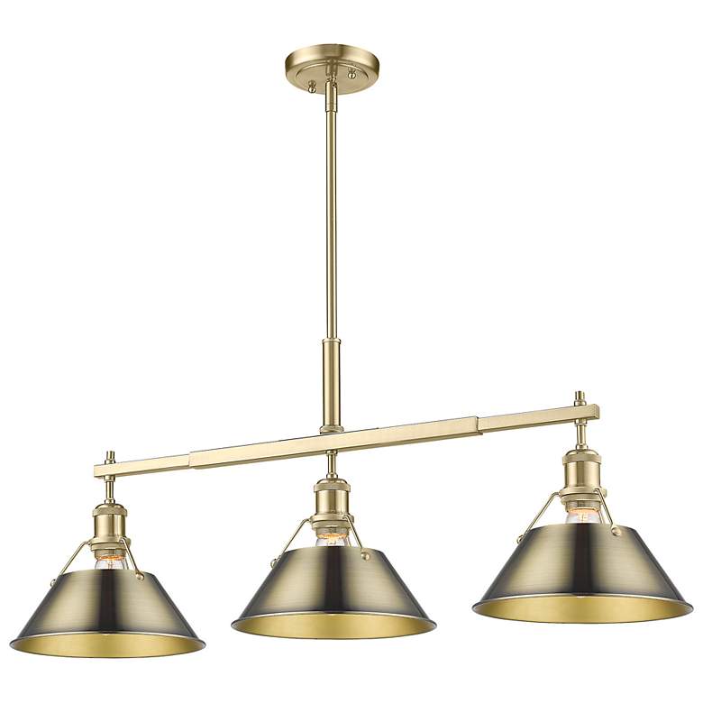 Image 3 Orwell 3-Light Linear Pendant in Champagne Bronze with Aged Brass more views