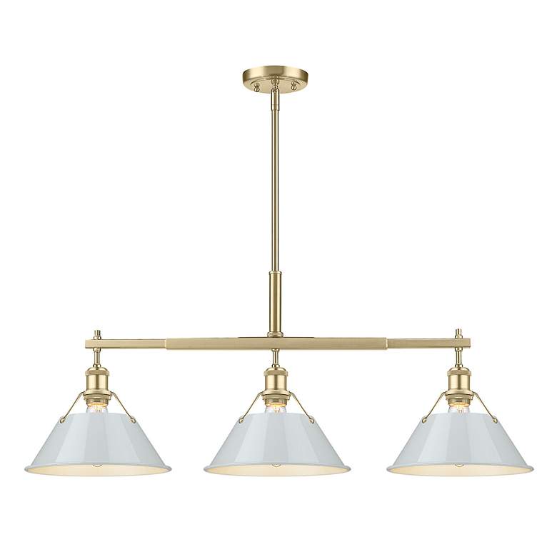 Image 2 Orwell 3-Light Linear Pendant in Champagne Bronze with Dusky Blue more views